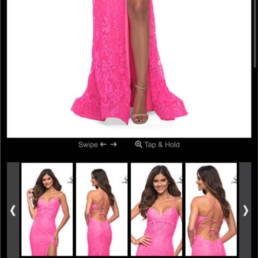 La Femme Hot Pink Lace Dress